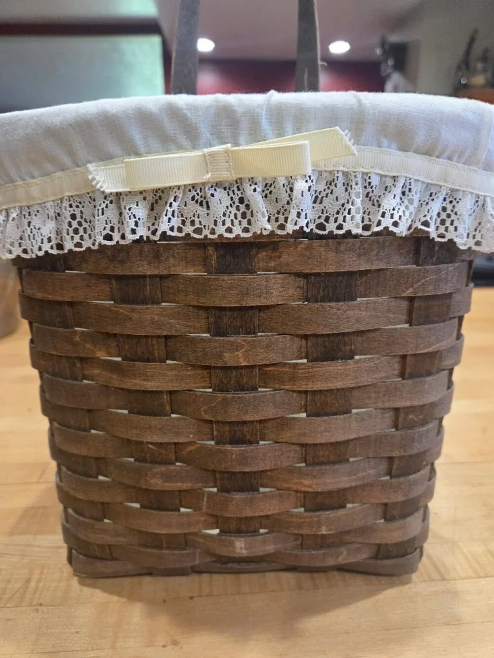 Vintage Pre Stamp Longaberger Hanging Mail Basket Weaver Initials